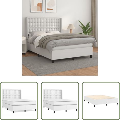 vidaXL Weißbett - Boxspringbett mit Matratze Weiß 140x200 cm Kunstleder (1/5)