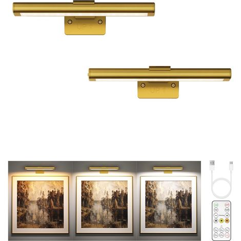 Lot de 2 Applique Murale LED, Rechargeable USB-C, Télécommande, 3 Températures Couleur, Mémoire, Pour Tableau Photo (1/5)