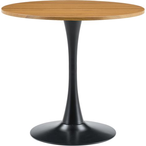 Table ronde design tulipe 80 cm avec piètement métal et plateau MDF, style moderne pour cuisine, salle à manger ou salon, sans chaises, élégante et compacte - CHICFURN (1/5)