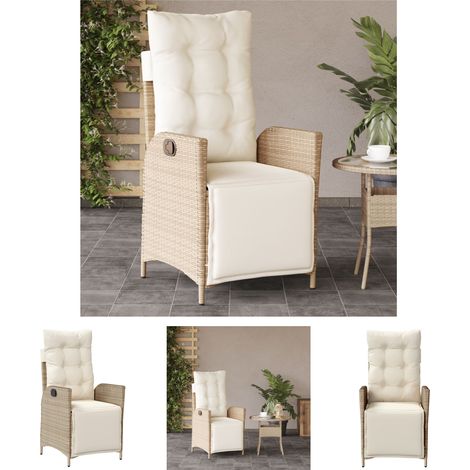 The Living Store Gartensessel mit Fußteil Verstellbar Beige Poly Rattan - Gartenstühle (1/5)