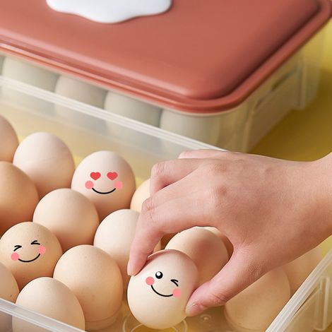 Boîte à œufs de cuisine à 28 compartiments pour réfrigérateur, boîte de rangement alimentaire portable en plastique, plateau à œufs, boîte à œufs rouge, 30 x 20 x 7,5 cm (1/5)