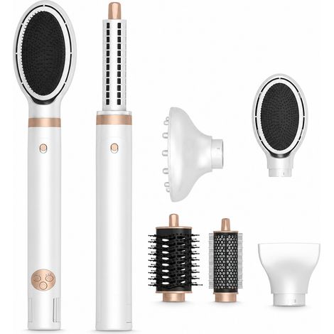 Brosse soufflante pliable 6-en-1, boucleur automatique pour boucles gauche et droite, blanc, 110 V américain (1/5)