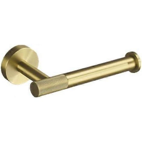 Ensemble de quincaillerie de salle de bain doré brossé comprenant une barre porte-serviettes et un porte-papier toilette. (1/3)