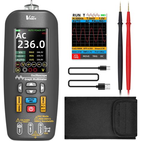 BSIDE O1 Multimètre Numérique TRMS à Oscilloscope Portable Détecteur de Tension 3 en 1 Écran Couleur 10Mhz Transfert de Données Mini Oscilloscope Rechargeable pour Audio DIY Automobile Électronique (1/5)