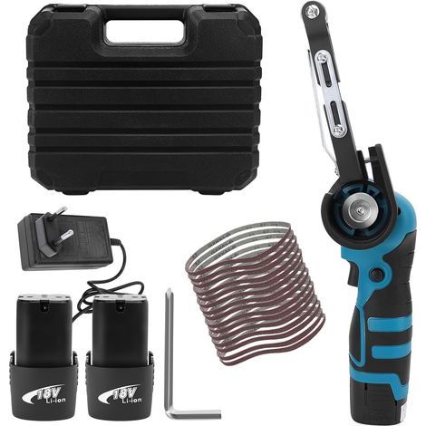 16.8V 1.5Ah Cordless Belt Sander with 15 Sanding Belts for Metal, Wood, and Curves, Powerful 7000 RPM Motor, One Hour Battery Life (1/5)