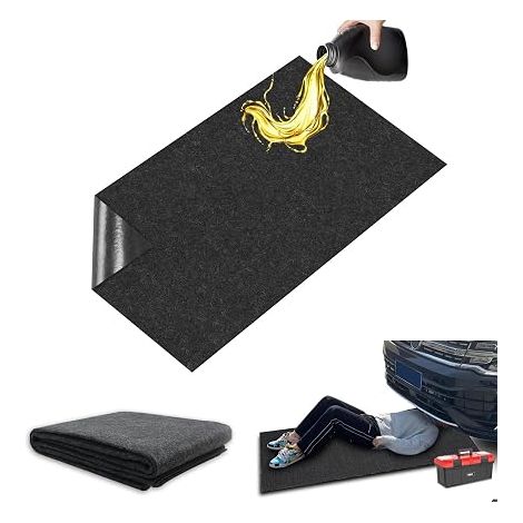 Tapis Récupération Huile, Coussin Protection Taches, Tampon Antidérapant Absorbant, Tapis Sol Imperméable pour Moto, Garage, Voiture, Atelier (Noir)