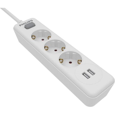 Multiprise 3 Voies - SPN3032WA/10-230 V - Blanc - avec Ports USB (1/4)