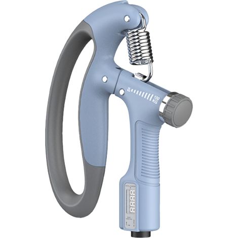 Poignée de musculation électrique avec compteur, force réglable 10-100 kg, renforçateur de préhension bleu (1/5)