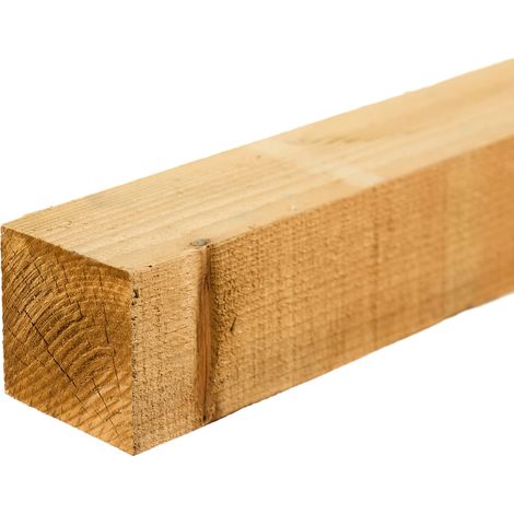 8ft Green Treated Square Top Wooden Fence Post 2400mm x 100mm x 100mm (4" x 4")