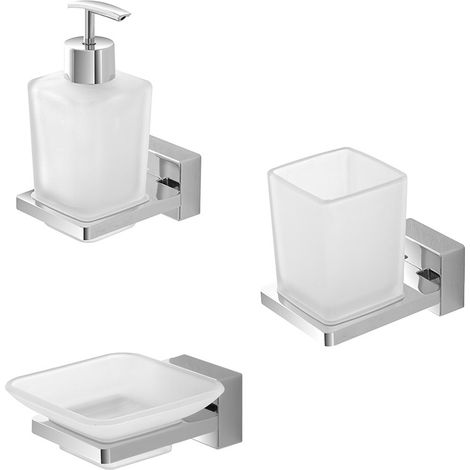 Set accessori a muro 3 pezzi in acciaio cromato e viti incluse Velvet (1/4)