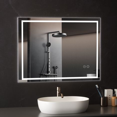 Miroir lumineux de salle de bain AquaWise Verre Trempé 5mm Anti-Explosion - Anti-buée, Tactile & Dimmable - 3 Couleurs 8060cm