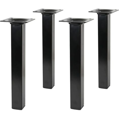 Ensemble de 4 pieds de meubles carrés noirs, 300 mm de haut, 25 x 25 mm, pieds de canapé en métal. (1/4)