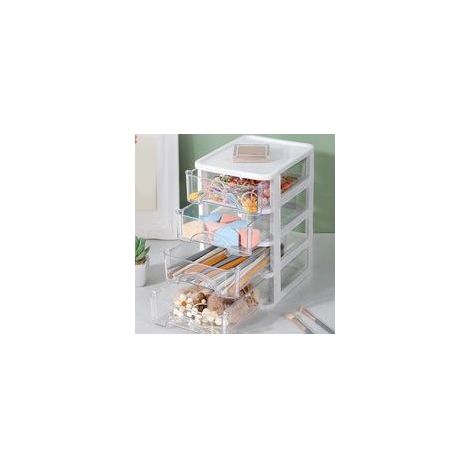 Organiseur de bureau à 4 tiroirs, boîte en PP blanche pour usage de bureau (1/4)