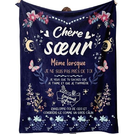 Cadeau Sœur, Cadeau Sœur Anniversaire, Plaid Couverture Cadeau pour Femme, Noel Saint Valentin Original Utile Cadeau Mul COUVERTURE (1/5)