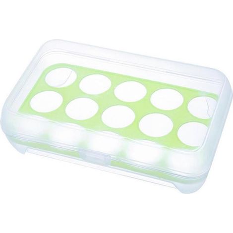 Boîte à œufs 15 œufs avec couvercle, 23 x 13 x 7 cm, pour réfrigérateur, incassable et portable (vert) (1/5)