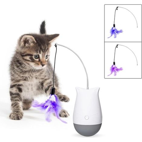 Jouets interactifs pour chat, jouet oscillant pour chat avec 2 modes, jouets en plumes pour chat avec batterie, jouets automatiques pour chaton d'intérieur (1/5)
