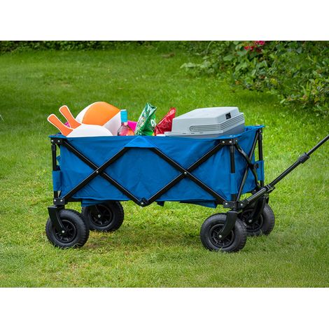 Bollerwagen klappbar in Blau Handkarren, Ladegewicht bis 70kg (1/5)