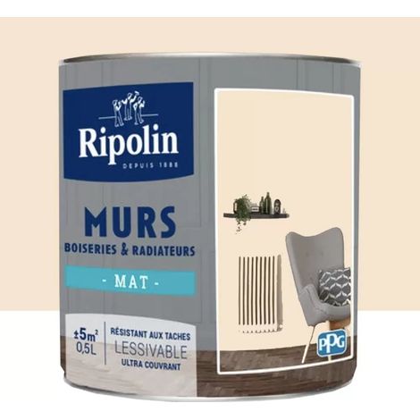 Ripolin – Peinture laque murs et boiseries 0,5 L – Aspect mat beige pierre – Monocouche très couvrante – Pour surfaces intérieures (1/3)