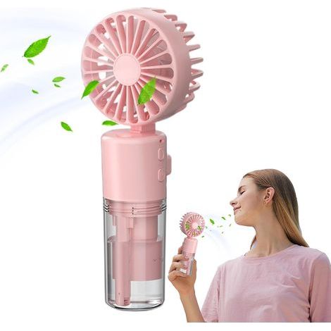 Ventilateur portatif avec brouillard d'eau, ventilateur brumisateur portatif - Ventilateur de pulvérisation de brouillard d'eau rechargeable - Fournitures d'été portables pliables avec poignée ergonom (1/5)
