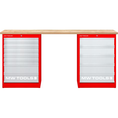Établi modulaire Rubberwood avec 2 armoires à tiroirs 5T & 8T 2000 mm MW Tools MOD20L58R (1/3)