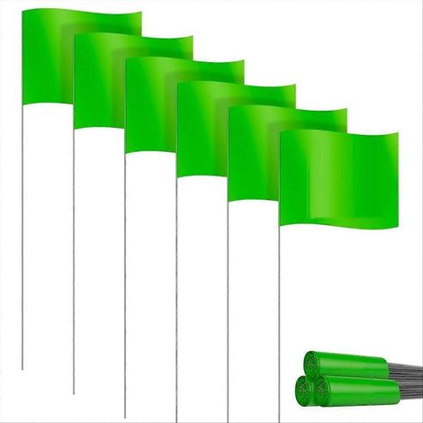 Lot de 30 petits drapeaux de signalisation pour pelouse, en PVC, verts. (1/5)