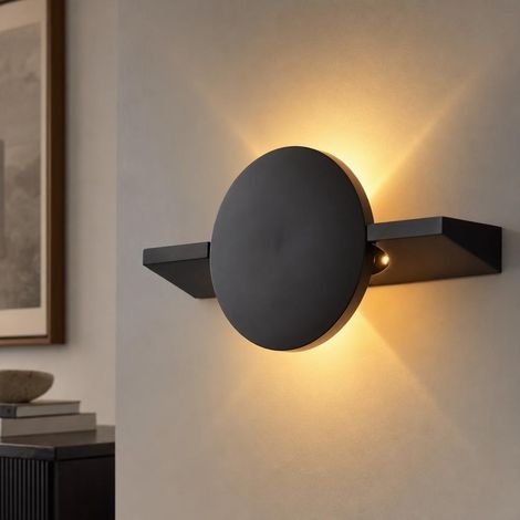 Applique murale LED noire mate, lampe murale, lampe de couloir, spot orientable, H 20 cm (1/5)