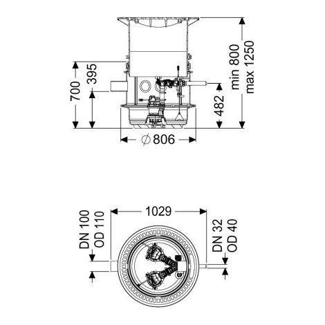 -Pumpstation Aquapump Medium Duo, GTF 1200, 800-1250 mm, Klasse B