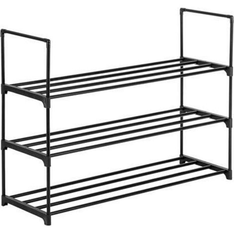 Étagère à chaussures à 3 niveaux organisateur de stockage d'étagère de tour de chaussure pour chambre, entrée, couloir et placard, noire (1/5)