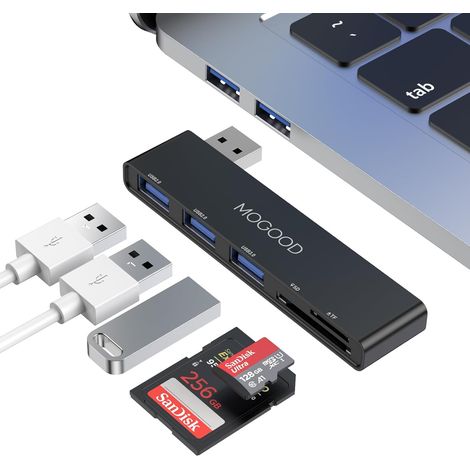 USB HUB 5 in 1 Multiport Station d'amarrage USB Adapte avec 1 × USB 3.0, 2 × USB 2.0, Lecteur de Carte SD/TF, pour Ordinateur Portable, Clavier,MacBook Air,Surface Pro,Mobile Disque Dur (1/5)