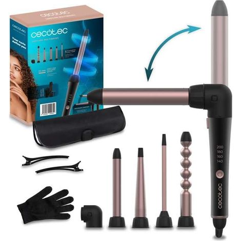Cecotec Rizador de Pelo Multicabezal SurfCare MultiWaves, 5 Cabezales, Revestimiento cerámico, Temperatura regulable