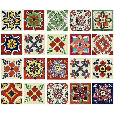 20 pièces de mosaïque murale autocollante à faire soi-même, motif taille, décoration de cuisine-C 15x15cm