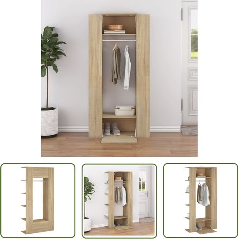 The Living Store Flurschränke 2 Stk. Räuchereiche Holzwerkstoff - Wandregal - Flurmöbel - Holzschrank - Wohnzimmerdeko - Aufbewahrungsbox (1/5)