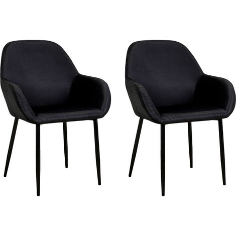 Lot de 2 Fauteuils - HOME DECO FACTORY - Giulia - Velours - Noir