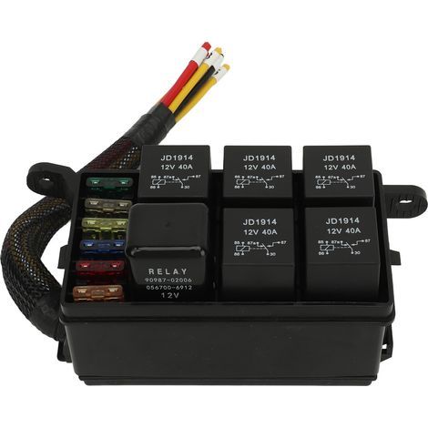 Scatola portafusibili e relè precablata a 6 vie con coperchio per auto, camion, barca, 12V CC (1/5)