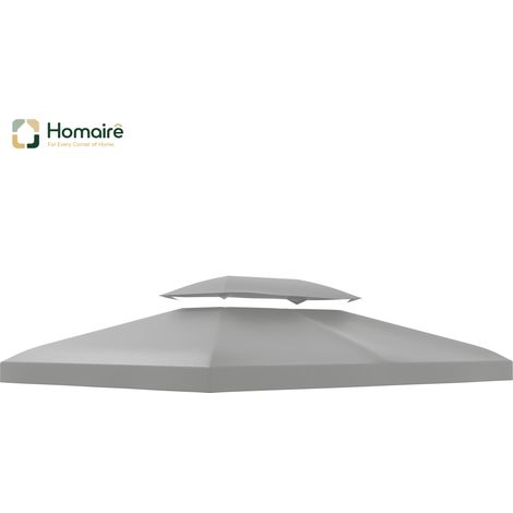 HOMAIRE Pavillondach Ersatzdach Gartenpavillon 3x4m Polyester Hellgrau wetterfest langlebig