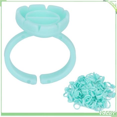 Coupelle annulaire porte‑colle pour cils - FAFEICY - 100 pcs - Bleu clair - Plastique flexible - Ø≈15mm (1/5)