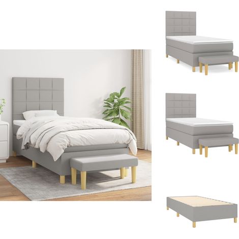 Boxspringbett mit Matratze Hellgrau 80x200 cm Stoff - Boxspringbett - Doppelbett - Schlafraum - Bettgestell - Bettauflage (1/5)