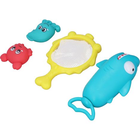Jouets de bain pour enfants : animaux à presser, jet d'eau, filet de pêche flottant, ensemble de jeux de bain (1/5)