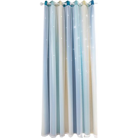 Rideau Occultant Double Couche Étoile Pour Chambre Anti Chaleur Thermique Tissu Polyester Épais Sans Perçage 6 Teintes (1/5)