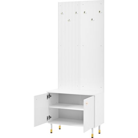 Conjunto de recibidor modular con zapatero abatible y armario blanco HOMVRA (1/5)