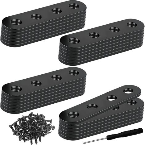 Supports plats en métal pour bois, 16 x 96 mm, plaques de réparation robustes en acier inoxydable, support de seuil, barre droite, renfort pour poteaux de clôture, meubles en bois, fixation (1/5)