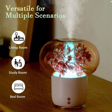 Diffuseur ultrasonique d'huiles essentielles 200ml avec fleur éternelle, veilleuse LED et brume froide pour maison (1/5)