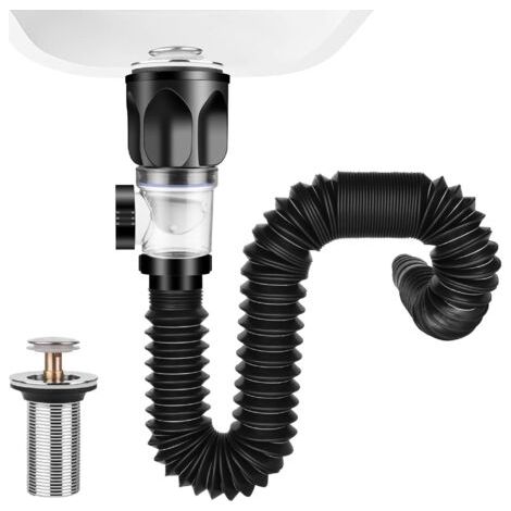 Évier De Cuisine Pièces De Drainage,Ensemble Complet De Vidange D'Évier,Tuyau De Vidange Flexible Rétractable,Drain De Lavabo De Salle De Bain avec (1/5)