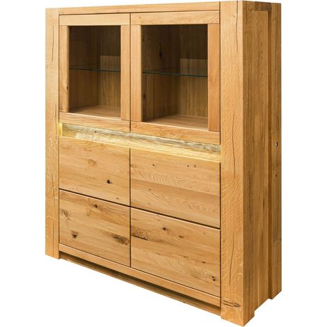 Credenza in legno di quercia selvatica 123x40x142 oliato naturale KENT 104