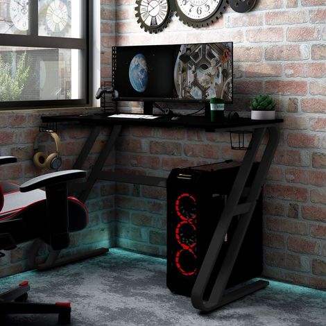 Bureau de jeu avec pieds en forme de ZZ Noir 110x60x75 (1/5)