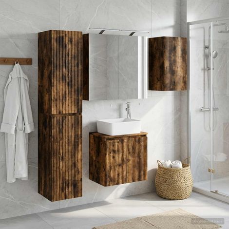 vidaXL Bathroom Cabinet Set 5 pcs Smoked Oak Engineered Wood (1/5)