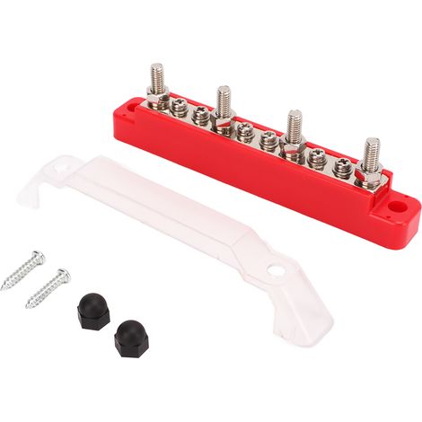 Répartiteur de puissance 10 voies 4 bornes M6 + 6 vis M4 - Rouge positif pour voiture camion yacht camping-car (1/5)