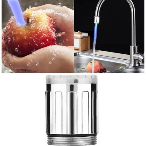 Robinet LED à Lumière Variable avec Détection de Température - Chrome - Attache pour Cuisine/Salle de Bain - Diamètre 24mm - Sans Piles (1/5)