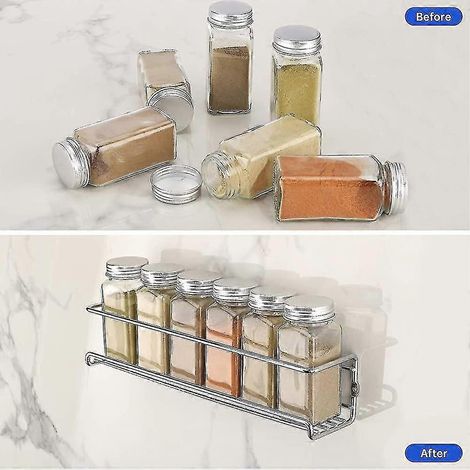 Étagère à épices en métal Étagère de cuisine sur pied Insert pour porte de placard 29 x 6 x 5 cm (1/3)