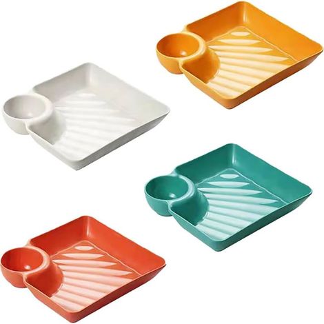 ces Assiettes Carr es De Avec Compartiment Sauce De Petits (1/5)